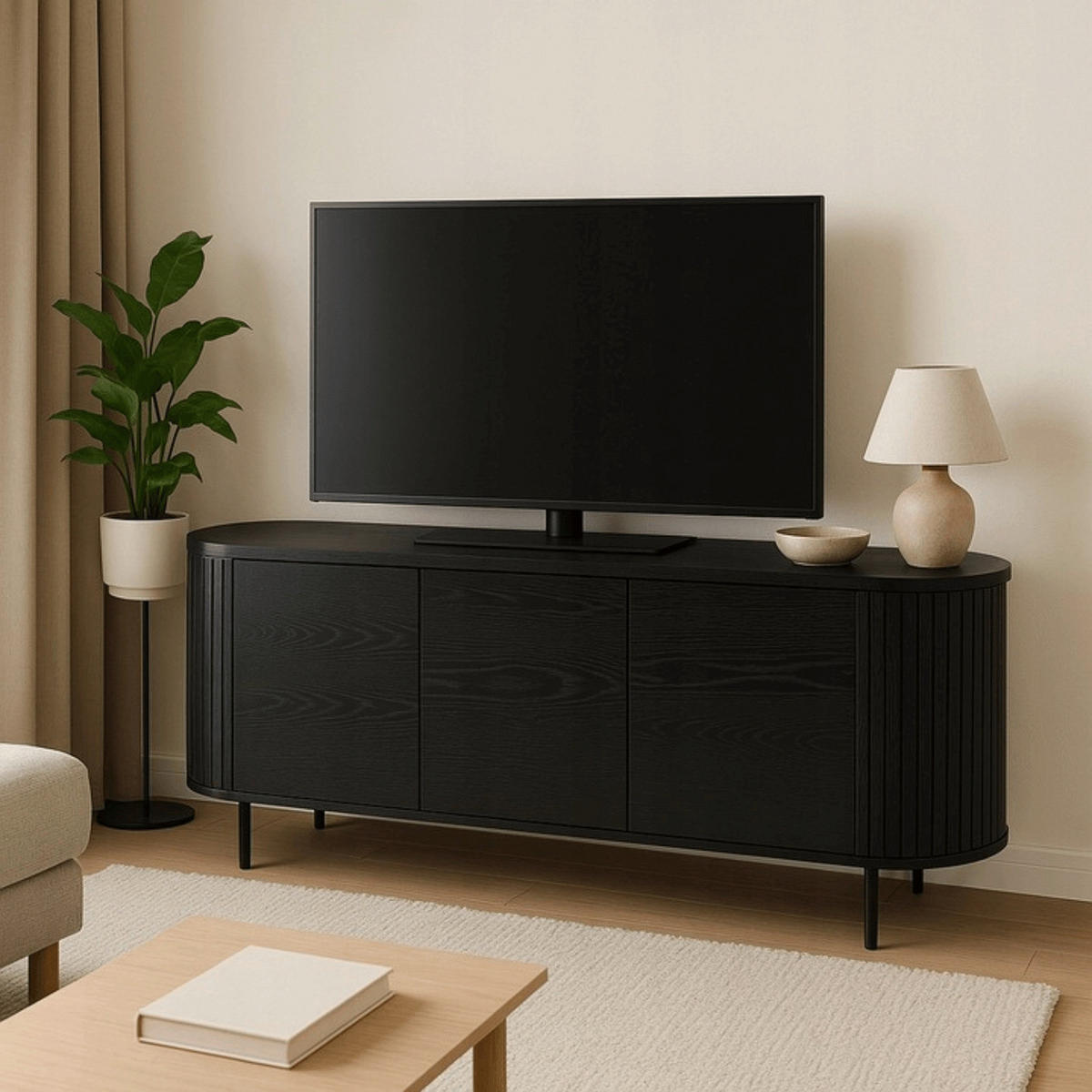 Kommode ALBERI schwarz B/H/T: ca. 160x76x40 cm ALBERI - schwarz (160,00/76,00/40,00cm) - WIPMEB