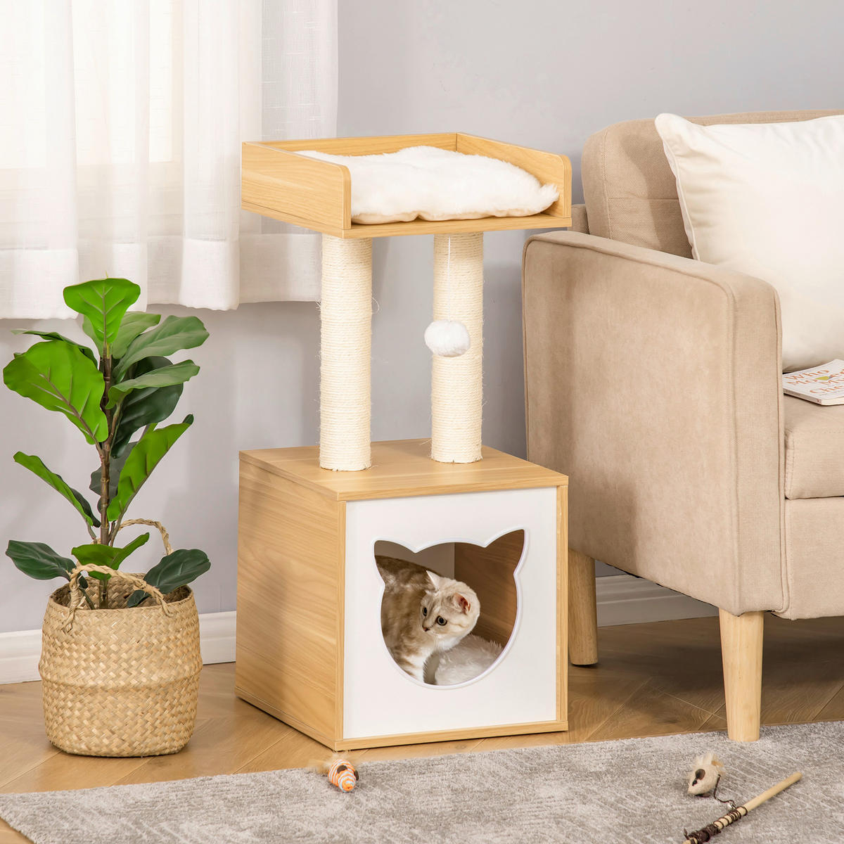 PawHut Kratzbaum Kratzbaum - (35,00/35,00/81,00cm) - PawHut