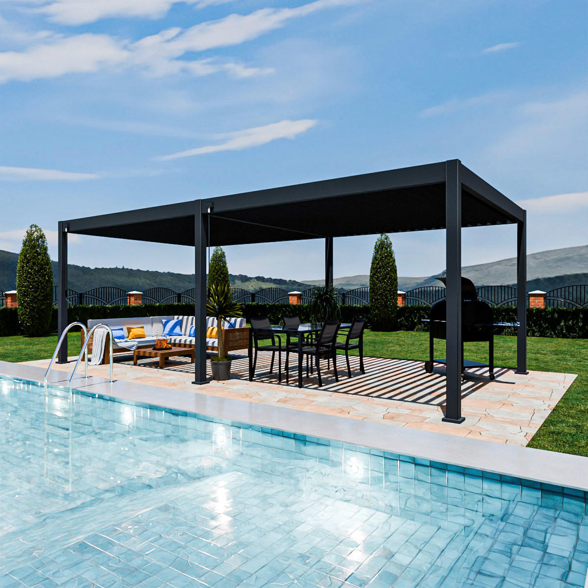 PergoLine Pergola Superior anthrazit Aluminium B/H/L: ca. 720x255x360 cm Superior - anthrazit (360,00/720,00/255,00cm) - PergoLine