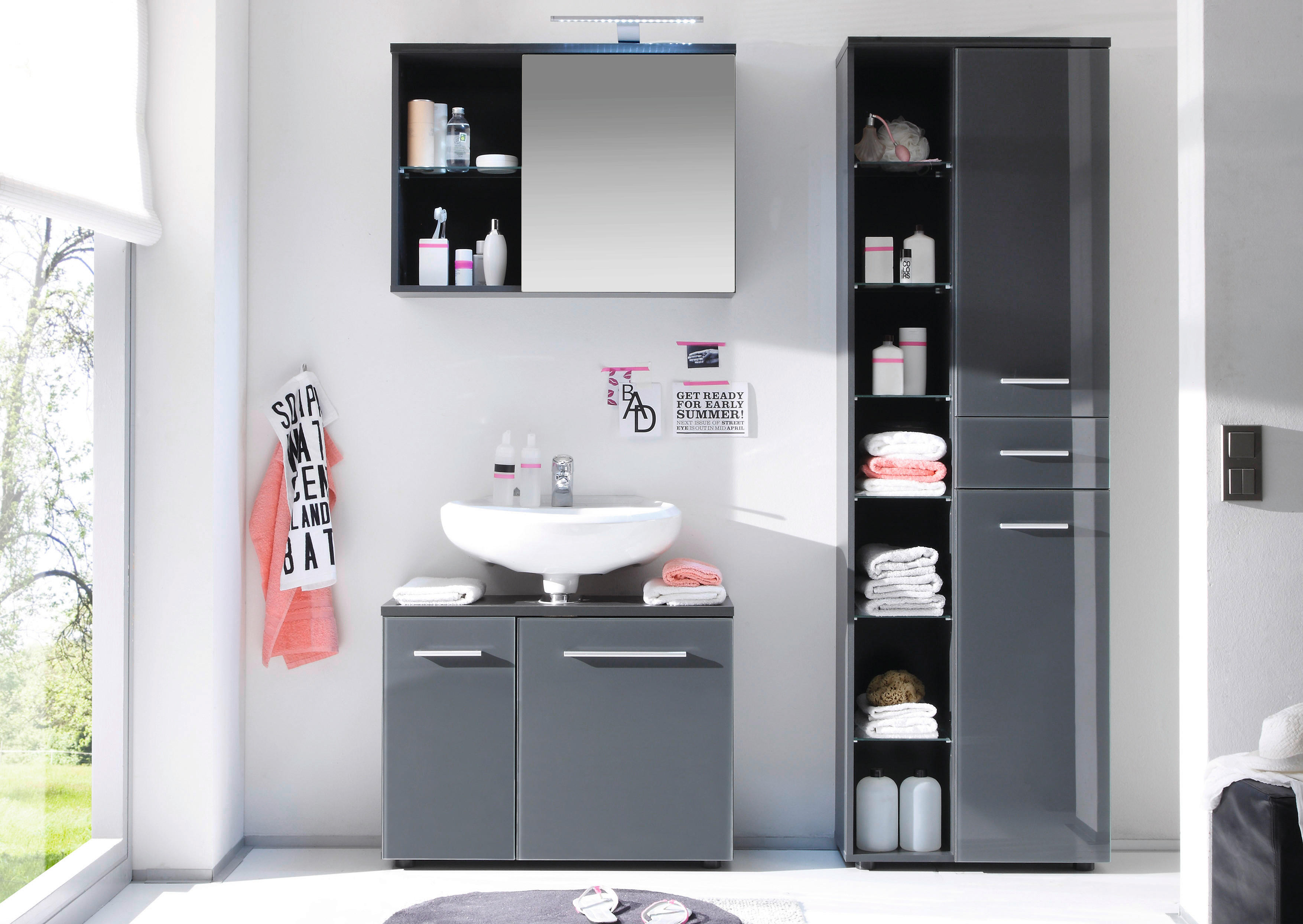 Spiegelschrank Grey grau B/H/T: ca. 69x60x25 cm Grey - grau (69,00/60,00/25,00cm)