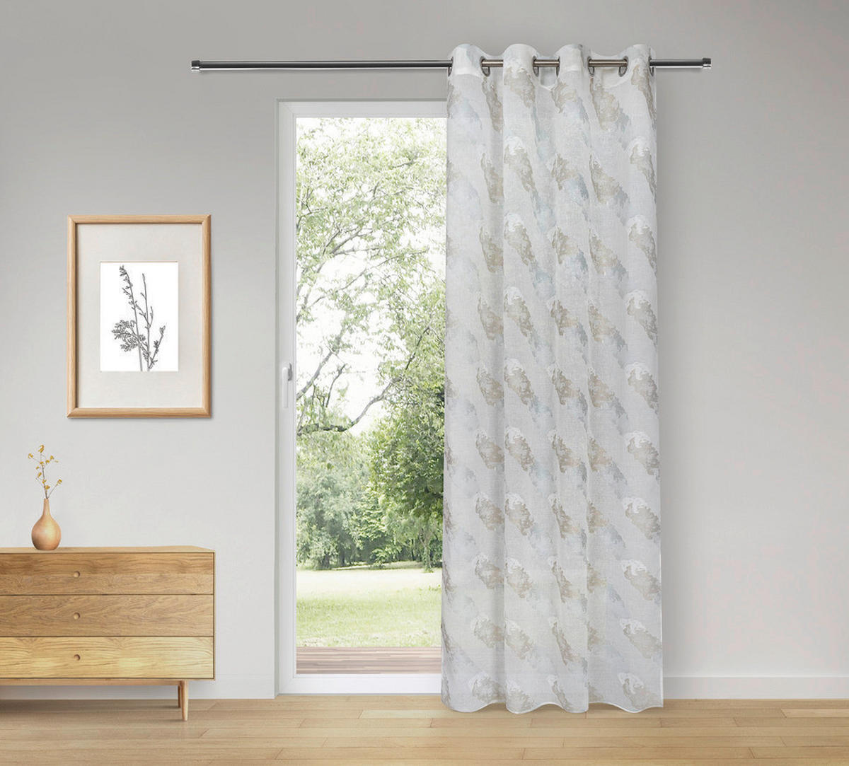 Happy Home Ösenvorhang Sylt taupe B/L: ca. 145x245 cm Sylt - bleu/taupe (145,00/245,00cm) - Happy Home
