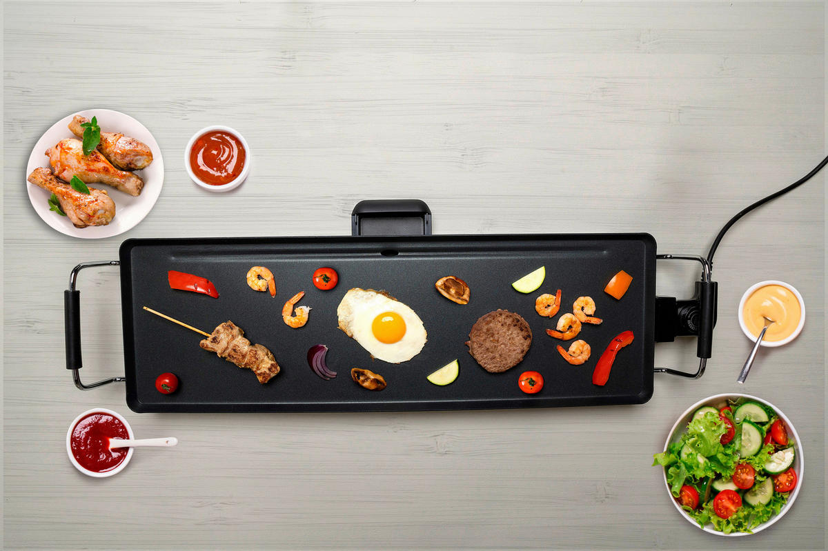 Alpina Elektro-Tischgrill schwarz Metall B/L: ca. 70x23 cm Grillplatte-Teppanyaki - schwarz (70,00/23,00cm) - Alpina