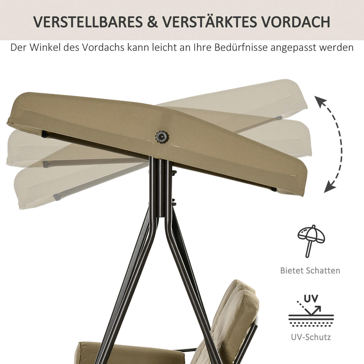Outsunny Hollywoodschaukel khaki Polyester B/H/L: ca. 206x183x116 cm Hollywoodschaukel - khaki (116,00/206,00/183,00cm) - Outsunny