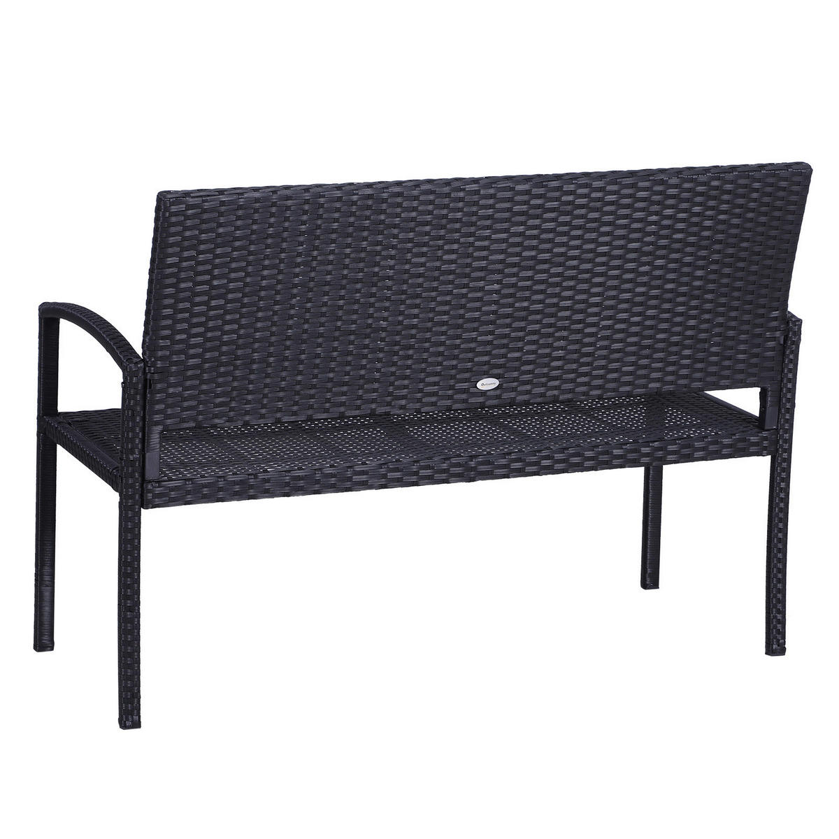 Outsunny Gartenbank schwarz Stahl B/H/L: ca. 60x87x122 cm Polyrattan_Gartenbank - schwarz (122,00/60,00/87,00cm) - Outsunny