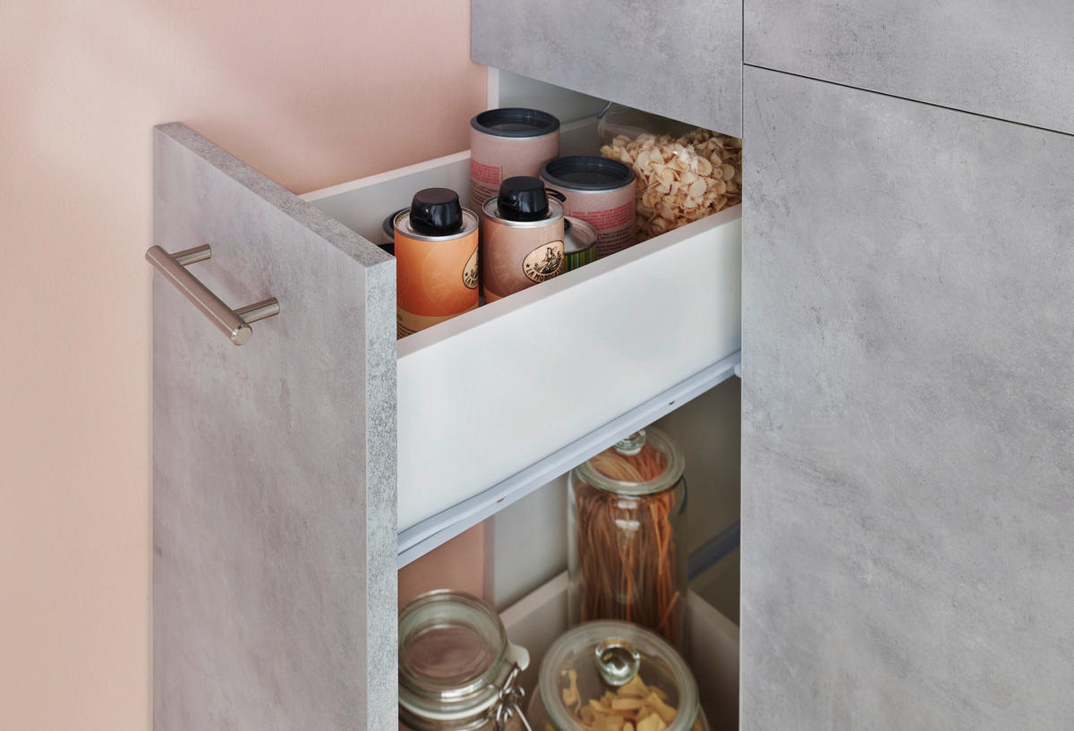 Respekta Küchenblock Malia Beton Optik B/H/T: ca. 300x200x60 cm Malia - Beton/weiß (300,00/200,00/60,00cm) - Respekta