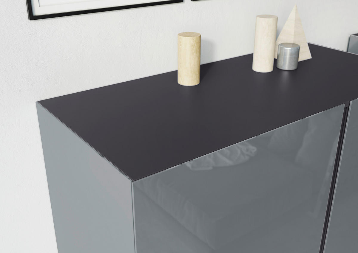 Kommode Mesa Graphit Nachbildung Silbergrau Hochglanz B/H/T: ca. 94x103x43 cm Mesa - Graphit/Silbergrau (94,00/103,00/43,00cm)