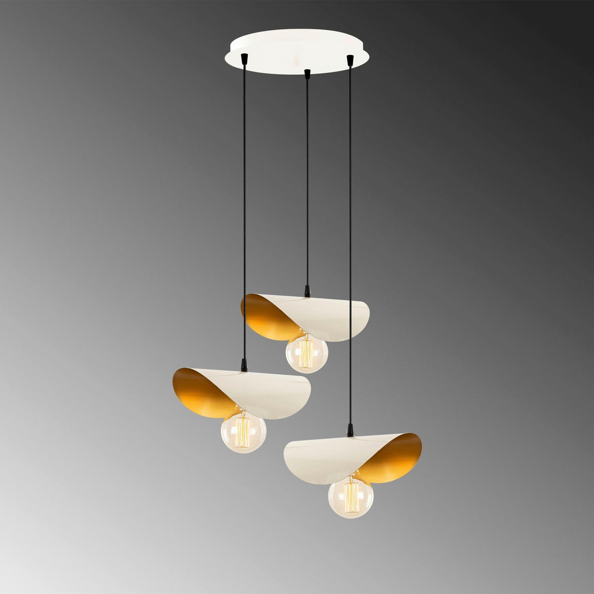 Opviq Pendelleuchte Sivani gold weiß Metall B/H/T/L/D: ca. 45x106x45x45x45 cm E27 3 Brennstellen Sivani - gold/weiß (45,00/45,00/106,00cm) - Opviq