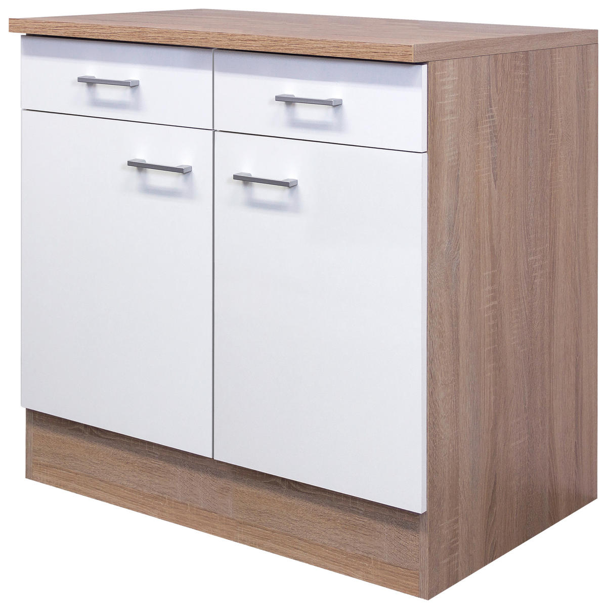 Unterschrank Samoa weiß Eiche Nachbildung B/H/T: ca. 80x85x60 cm Samoa - Eiche/weiß (80,00/85,00/60,00cm) - Flex-Well