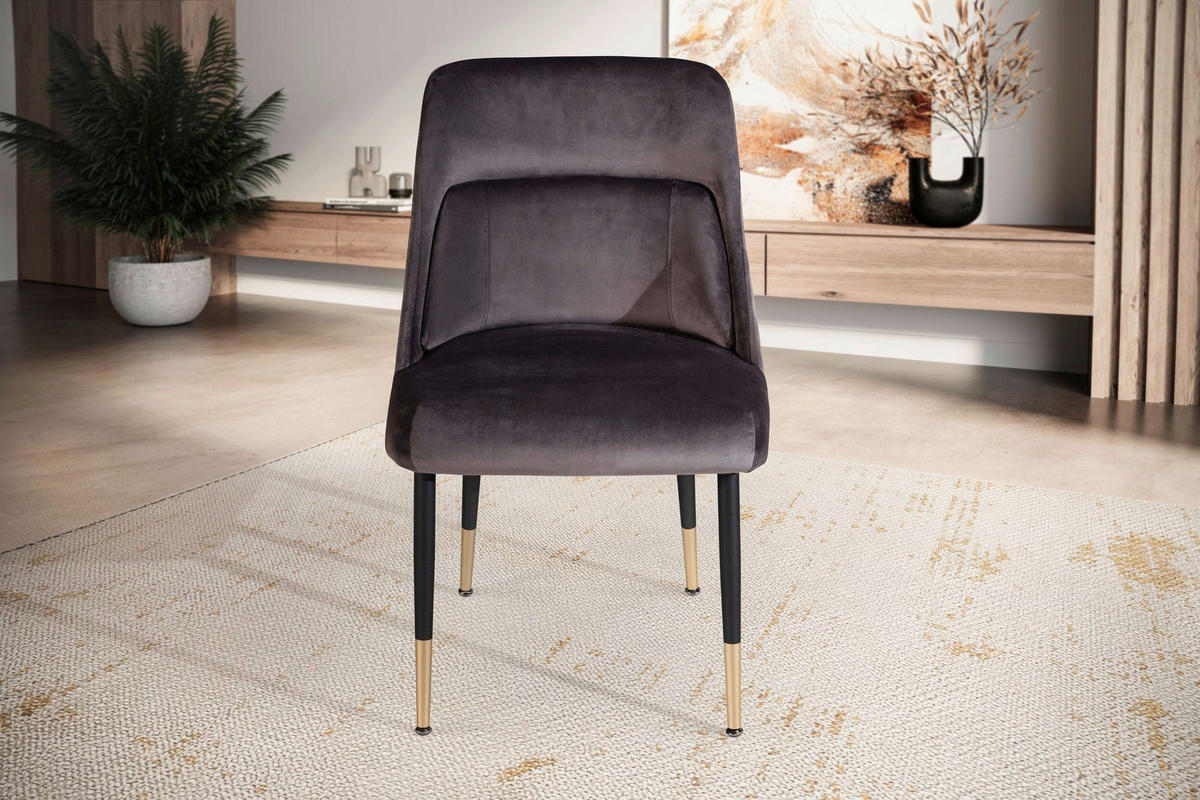Stuhl schwarz Polyester Esszimmerstuhl - schwarz - Wohnling