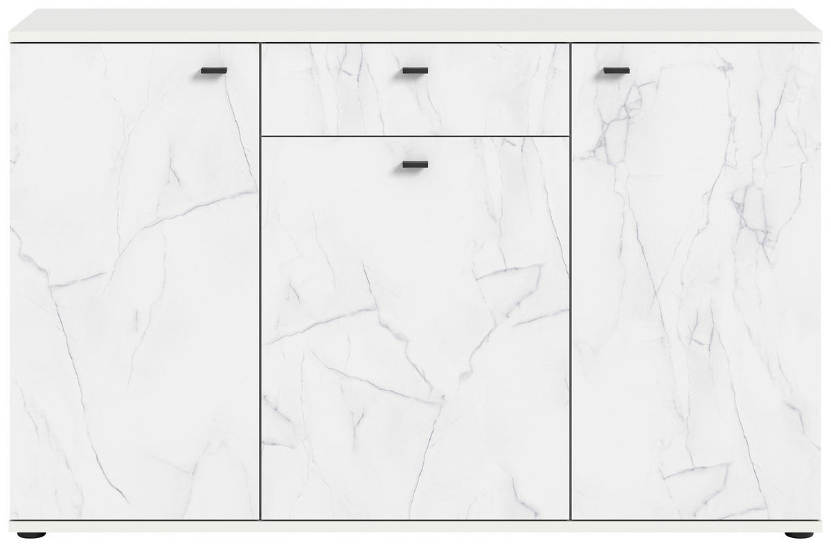 Sideboard Stone weiß Marmoroptik B/H/T: ca. 139x88x41 cm Stone - weiß/Marmoroptik (139,00/88,00/41,00cm)