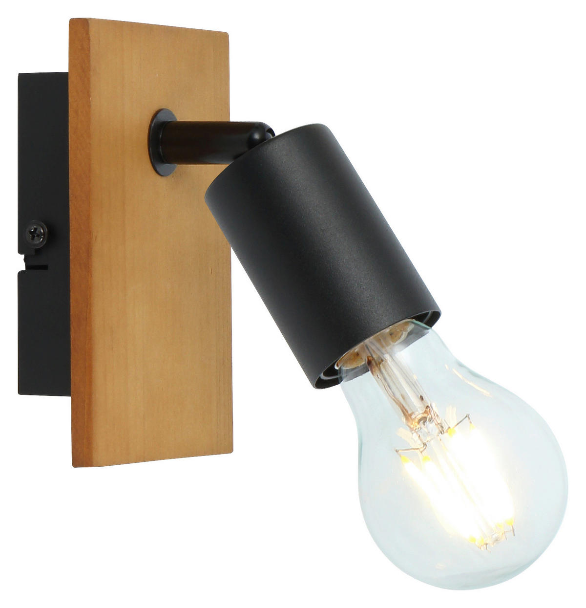 GLOBO Spotleuchte schwarz braun Metall Holz B/H: ca. 9x13 cm E27 1 Brennstellen MARTHA - braun/schwarz (9,00/13,00cm) - GLOBO