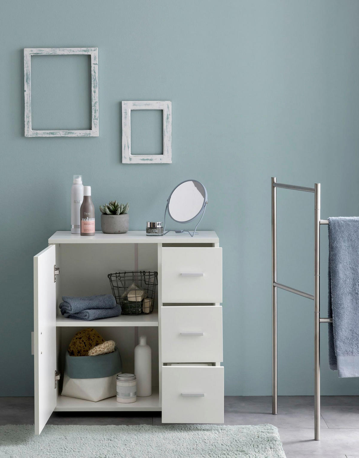 Badkommode weiß B/H/T: ca. 33x66x60 cm Badschrank - weiß (33,00/66,00/60,00cm) - Wohnling