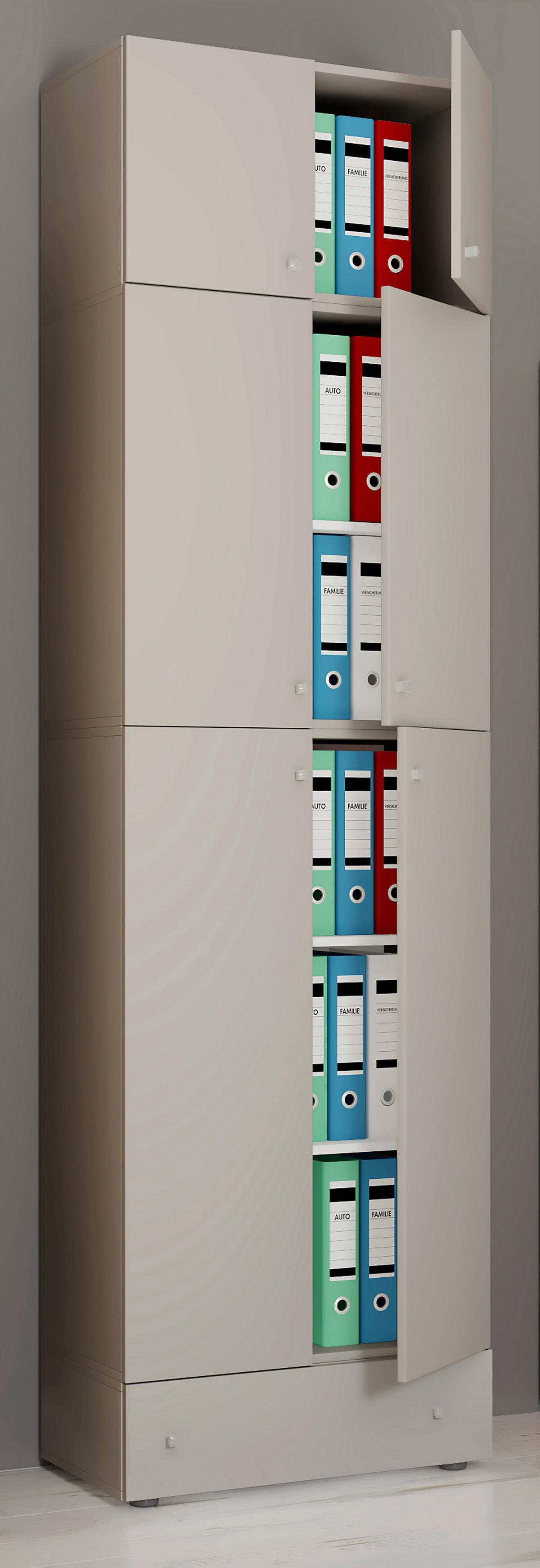 Büroschrank Lona grau weiß B/H/T: ca. 70x240x39 cm Lona - weiß/grau (70,00/240,00/39,00cm) - VCM Möbel
