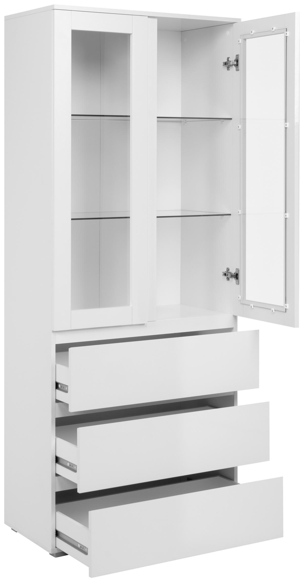 Vitrine Capetown weiß weiß glänzend B/H/T: ca. 80x191x40 cm Capetown - weiß (80,00/191,00/40,00cm)