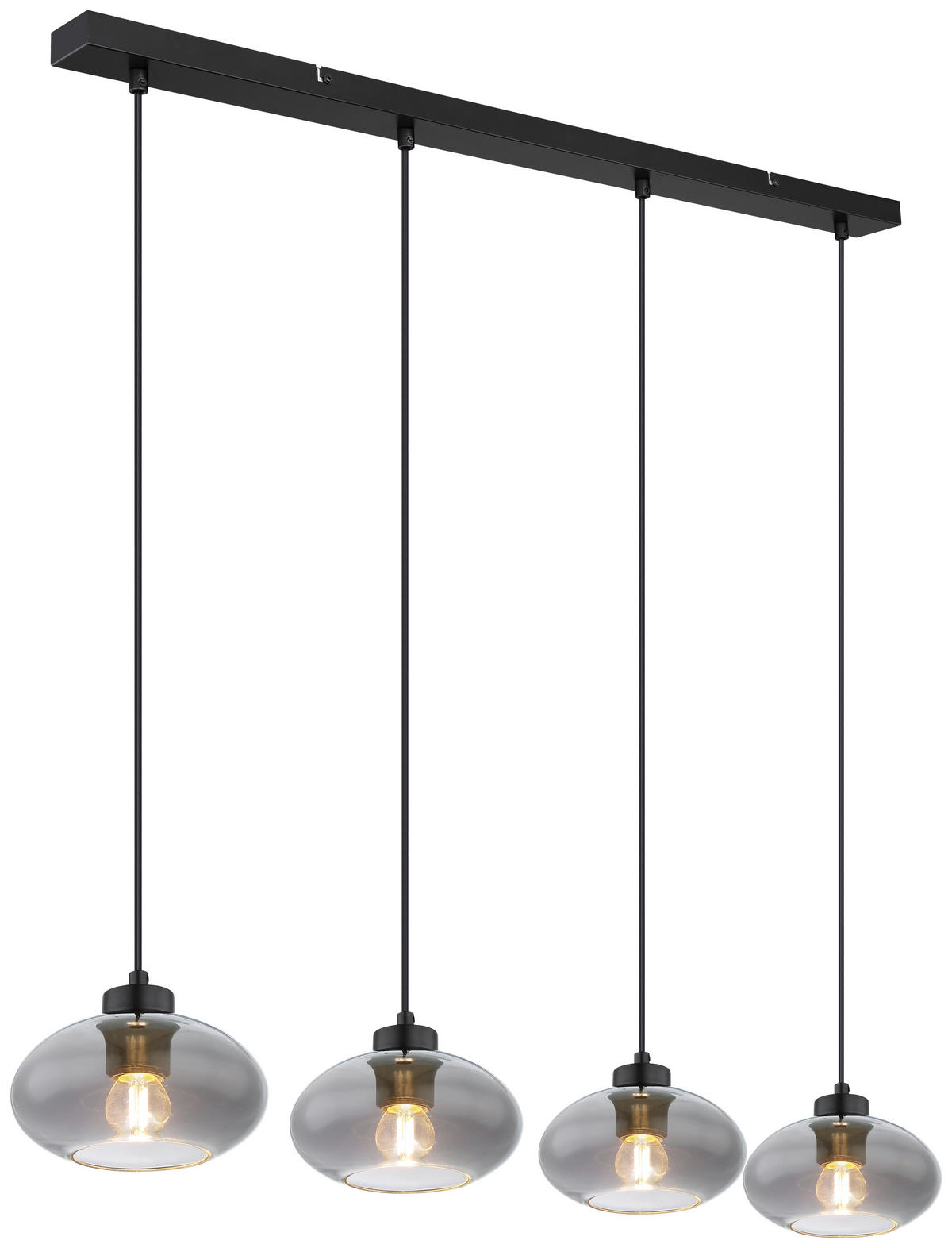 GLOBO Pendelleuchte Shaun 15572-4H schwarz Metall Rauchglas B/H/L: ca. 18x120x96 cm E27 4 Brennstellen Pendelleuchte_Shaun - schwarz (96,00/18,00/120,00cm) - GLOBO