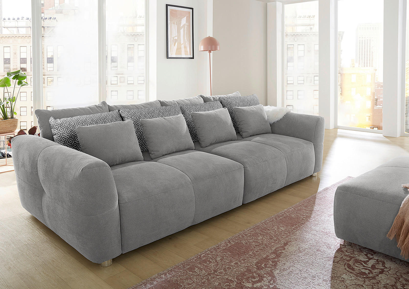 Big Sofa hellgrau B/H/T: ca. 298x88x137 cm