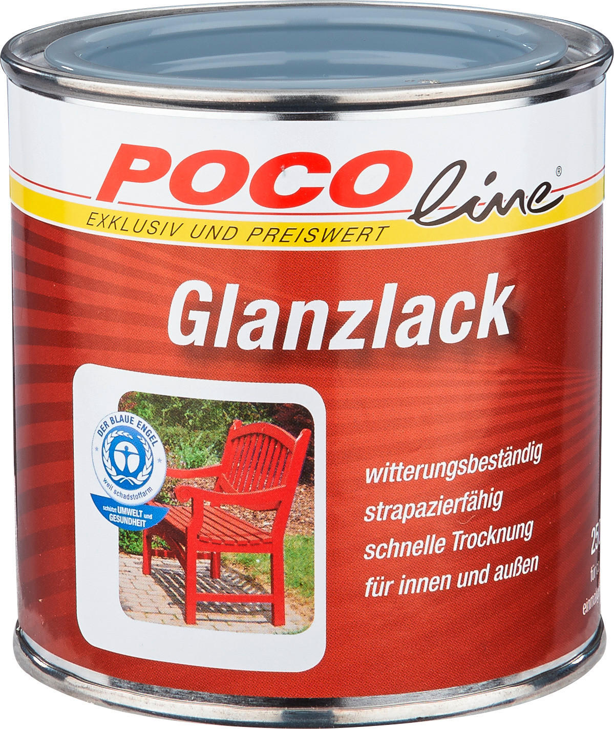 POCOline Acyl Buntlack Silbergrau glänzend ca. 0,25 l Glanzlack_Acryl_2in1 250ml - Silbergrau (250ml) - POCOline