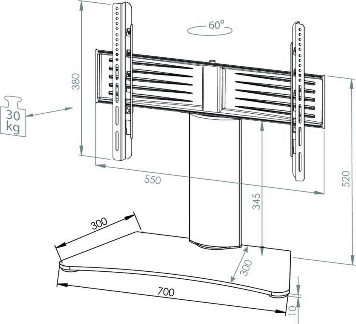 VCM Standfuß Tisch Standfuß schwarz Tisch Standfuß Windoxa - schwarz (70,00/56,00/30,00cm) - VCM