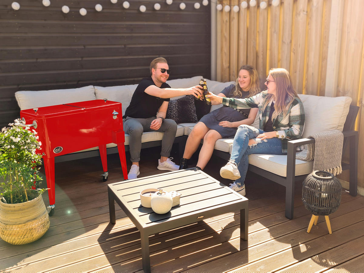 AXI Outdoor Living Getränkekühler Retro rot Metall B/H/L: ca. 43x89x92 cm Retro - rot (92,00/43,00/89,00cm) - AXI Outdoor Living