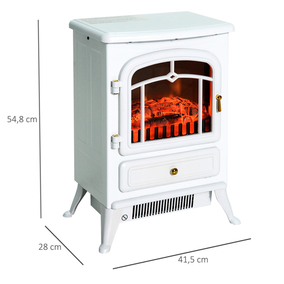 HOMCOM Elektrokamin MH820-039WT weiß Glas Metall B/H/L: ca. 28x55x42 cm ca. 1850 W Elektrokamin MH820-039WT - weiß (42,00/28,00/55,00cm) - HOMCOM