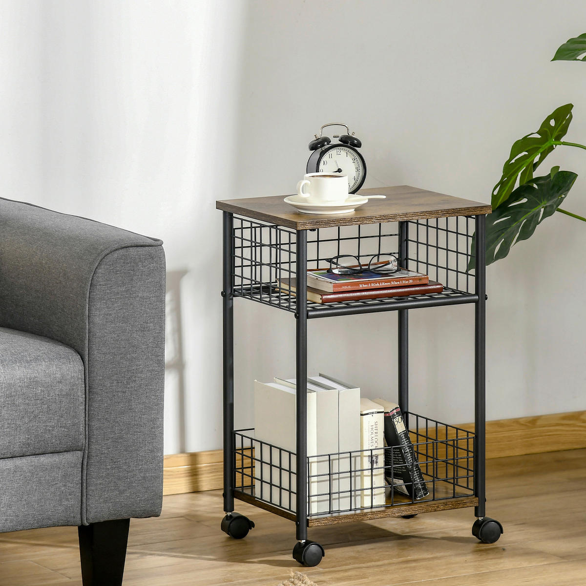 HOMCOM Küchenwagen braun Spanplatte B/H/L: ca. 30x40x62 cm Küchenwagen - braun (62,00/30,00/40,00cm) - HOMCOM