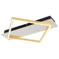 GLOBO LED-Deckenleuchte 67847-12 Chrom gold mattschwarz Metall Kunststoff Aluminium B/H/T: ca. 35x5x39,5 cm LESINA - gold/mattschwarz (35,00/5,00/39,50cm) - GLOBO