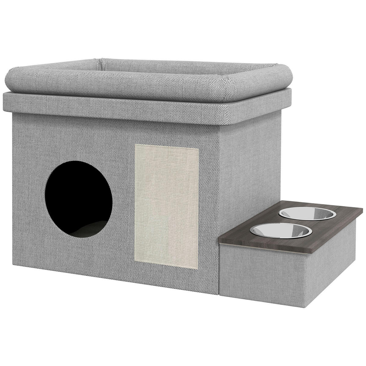 PawHut Katzen-Zubehör grau Spanplatte B/H/L: ca. 48x78x49,5 cm Katzenhöhle - grau (49,50/48,00/78,00cm) - PawHut