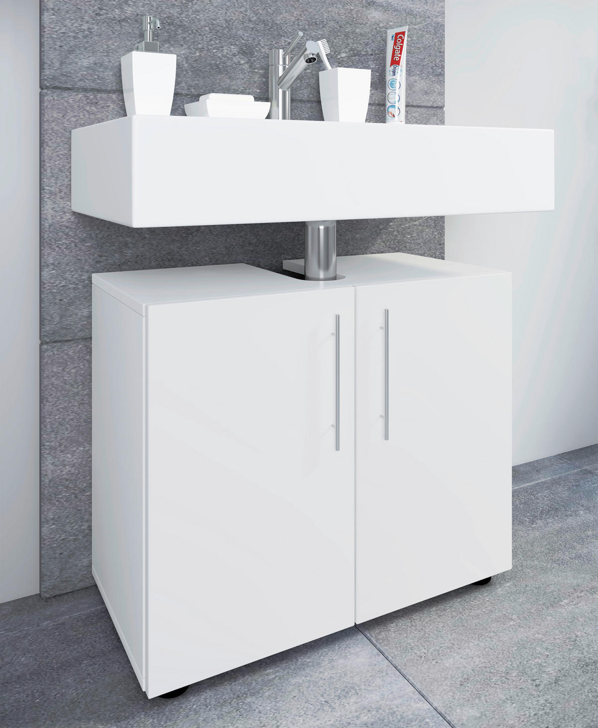 Unterschrank Flandu weiß B/H/T: ca. 60x51x30 cm Flandu - weiß (60,00/51,00/30,00cm) - VCM Möbel