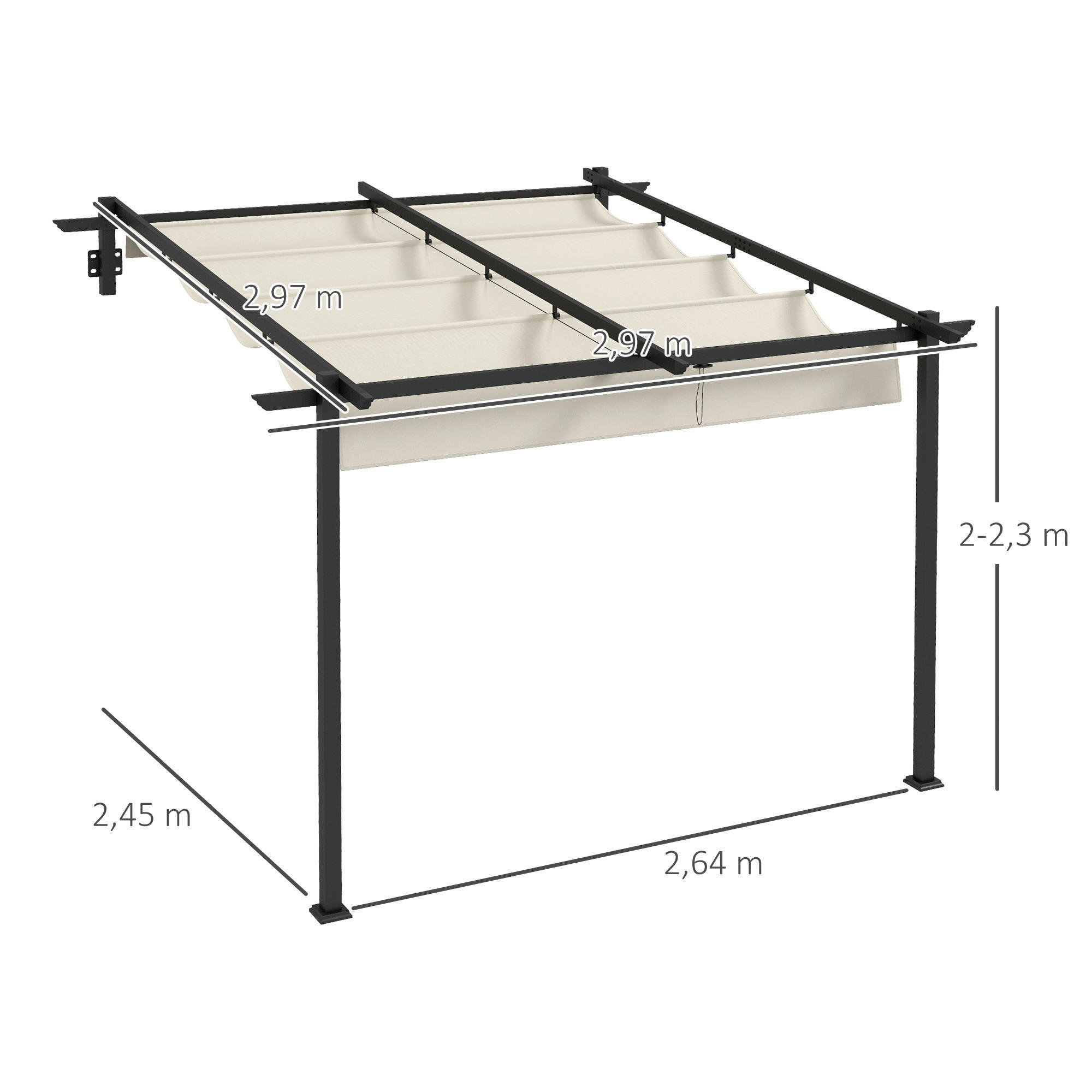 Outsunny Pergola cremeweiß Polyester B/H/L: ca. 297x230x297 cm Pergola - cremeweiß (297,00/297,00/230,00cm) - Outsunny