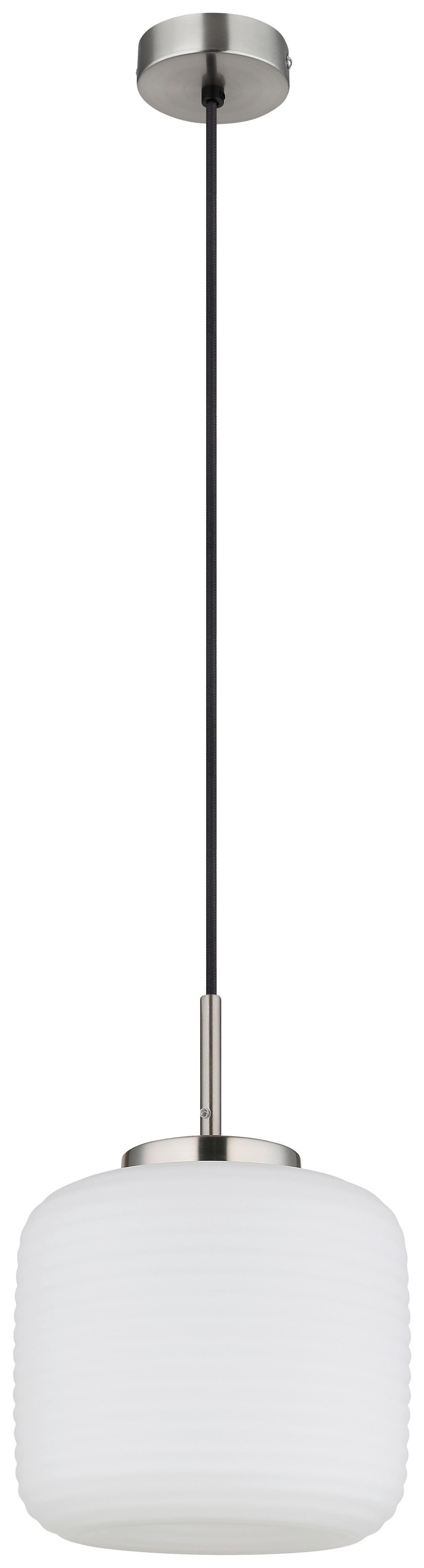 GLOBO Pendelleuchte nickel matt schwarz Opal Metall Glas H/D: ca. 130x24 cm 1.0 Brennstellen Kaldora - nickel matt/schwarz (24,00/130,00cm) - GLOBO