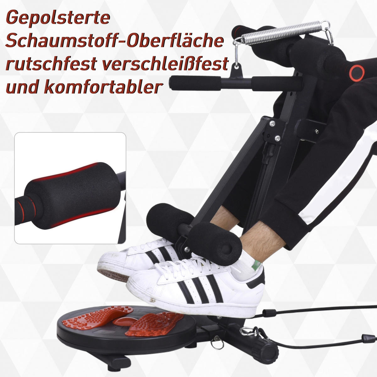 HOMCOM Sit-Up-Bank schwarz Stahl B/H/L: ca. 53x60x166 cm Sit-Up-Bank verstellbar - rot/schwarz (166,00/53,00/60,00cm) - HOMCOM