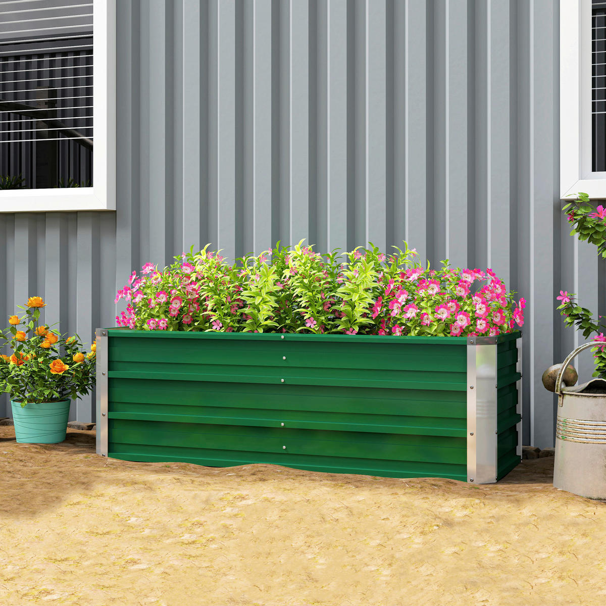 Outsunny Gartenbeet grün Stahl B/H/L: ca. 47x40x125 cm Gartenbeet - grün (125,00/47,00/40,00cm) - Outsunny