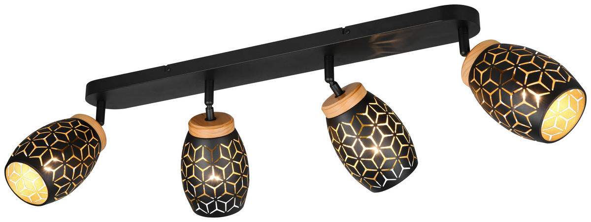 Reality Leuchten Spots schwarz gold Metall B/H/L: ca. 74x27x12 cm E14 4 Brennstellen Spot_Bidar 4 - gold/schwarz (12,00/74,00/27,00cm) - Reality Leuchten