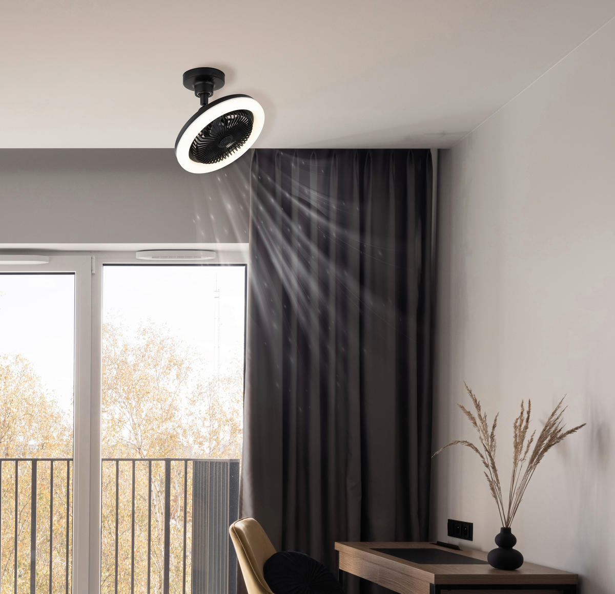 GLOBO Deckenventilator Opal mattschwarz H/D: ca. 21,7x25,8 cm max. 20 W LIDEA - Opal/mattschwarz (25,80/21,70cm) - GLOBO