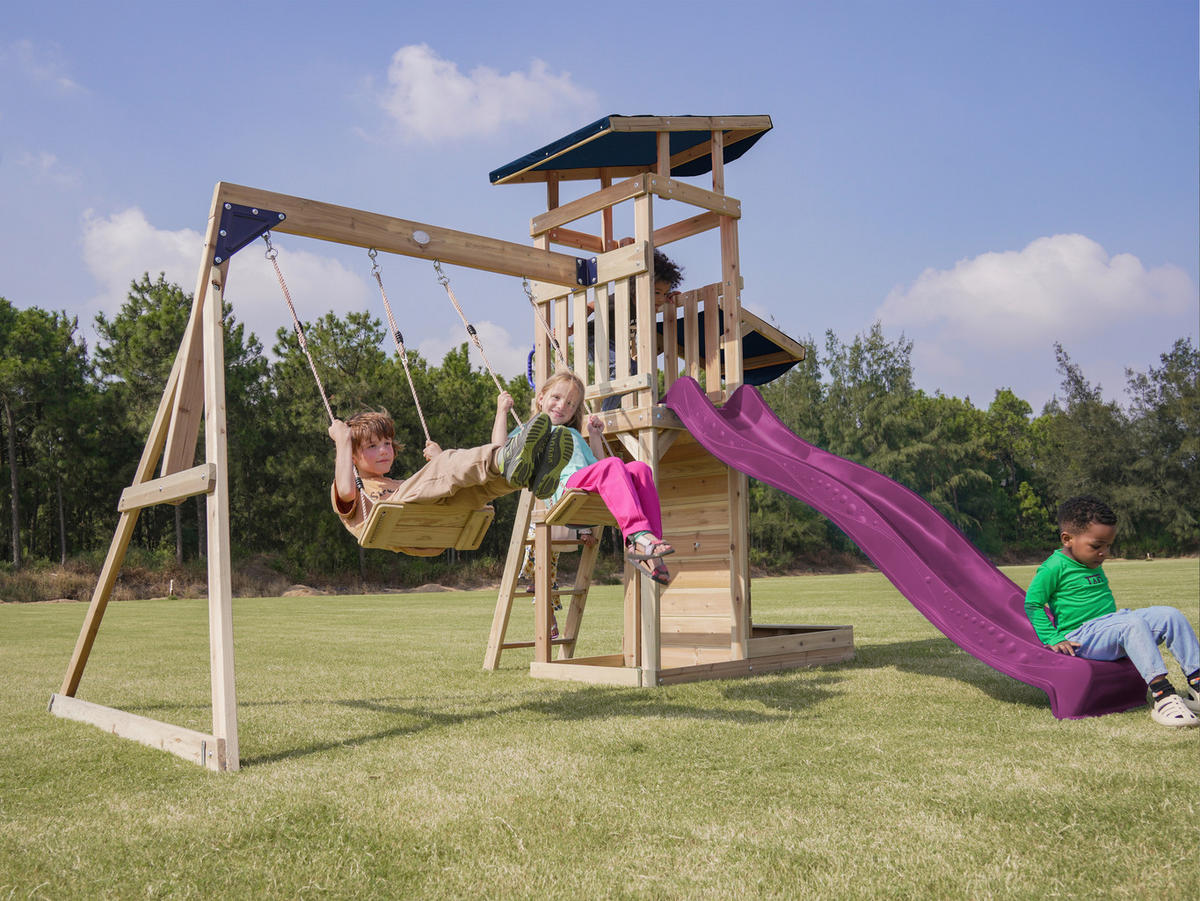 AXI Spielturm Malik braun B/H/L: ca. 345x270x336 cm Malik - lila/braun (336,00/345,00/270,00cm) - AXI