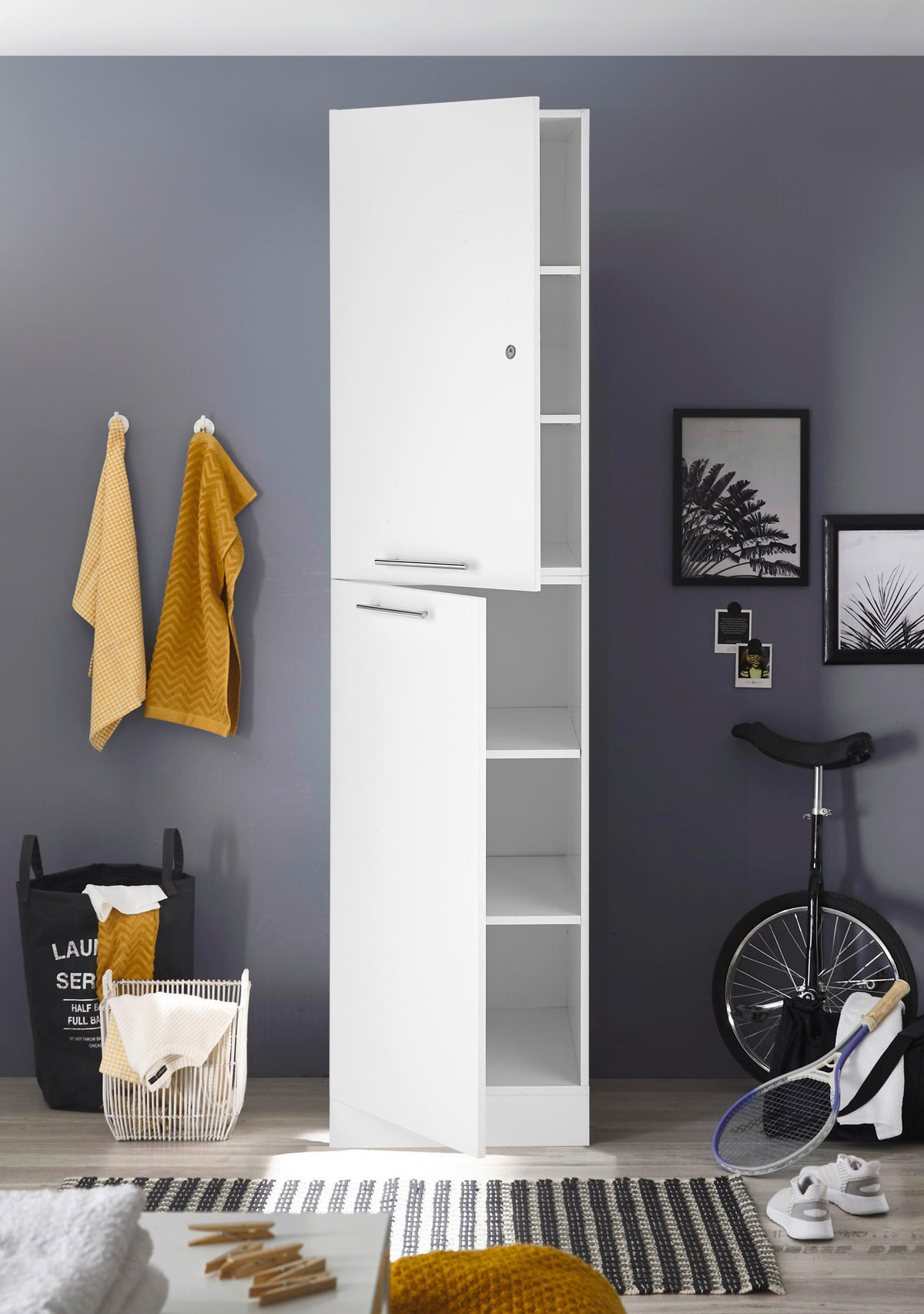 Respekta Hochschrank Clara weiß matt B/H/T: ca. 50x200x67,6 cm Clara - weiß (50,00/200,00/67,60cm) - Respekta