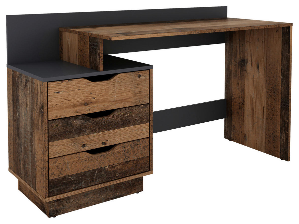Schreibtisch BELFAST Eiche Old Wood Nachbildung anthrazit B/H/T: ca. 138x83,5x51,5 cm BELFAST - Eiche/anthrazit (138,00/83,50/51,50cm) - byLIVING