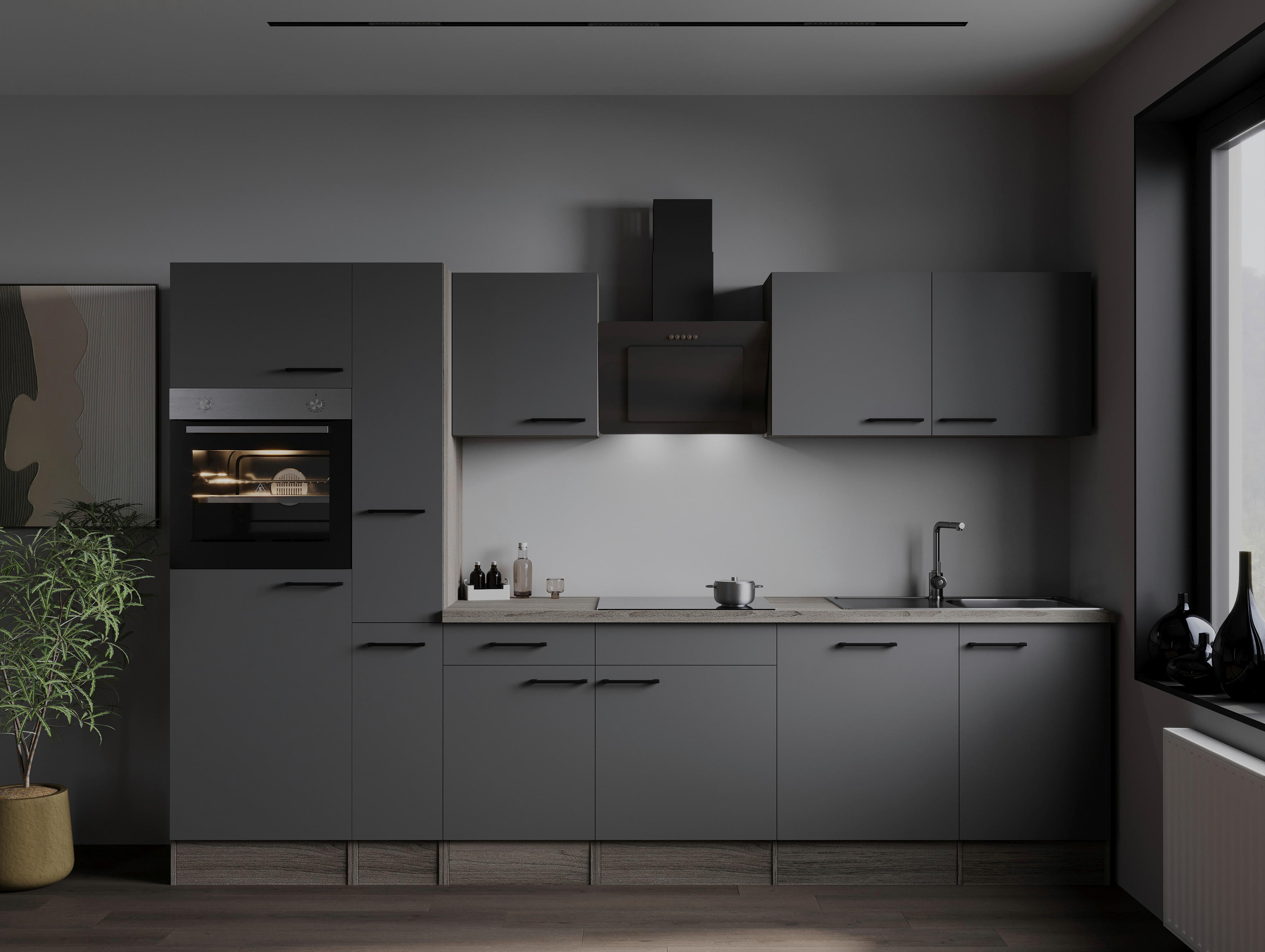 Küchenblock Oliver B/H/T: ca. 310x205x60 cm Oliver - Eiche/grau (310,00/205,00/60,00cm) - Respekta