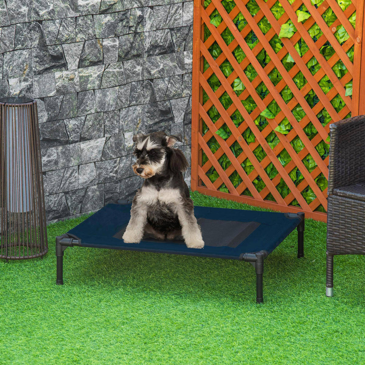 PawHut Hunde-Zubehör blau Edelstahl B/H/L: ca. 61x76x18 cm Hundebett - blau (18,00/61,00/76,00cm) - PawHut