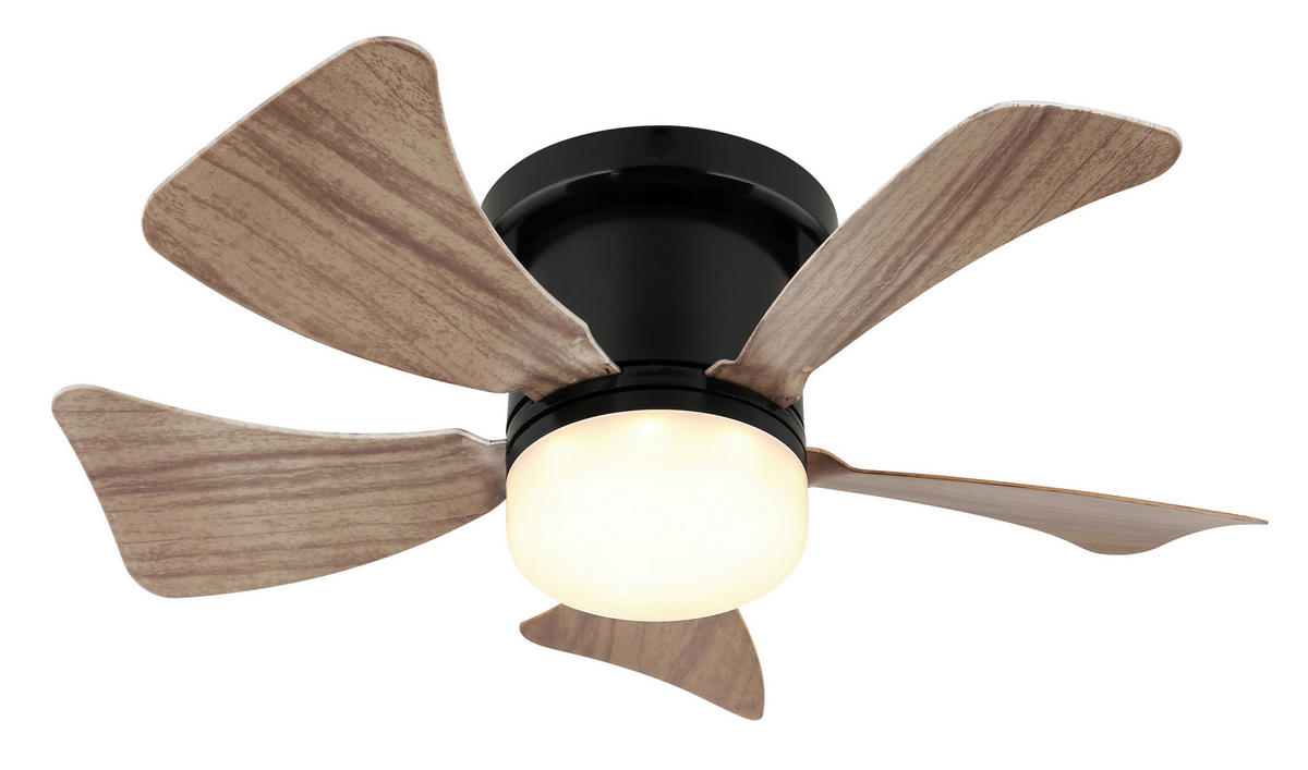 GLOBO LED-Deckenventilator mattschwarz dunkelbraun Opal Kunststoff Metall H/D: ca. 13x40,6 cm 1 Brennstellen HINES - dunkelbraun/Opal (40,60/13,00cm) - GLOBO