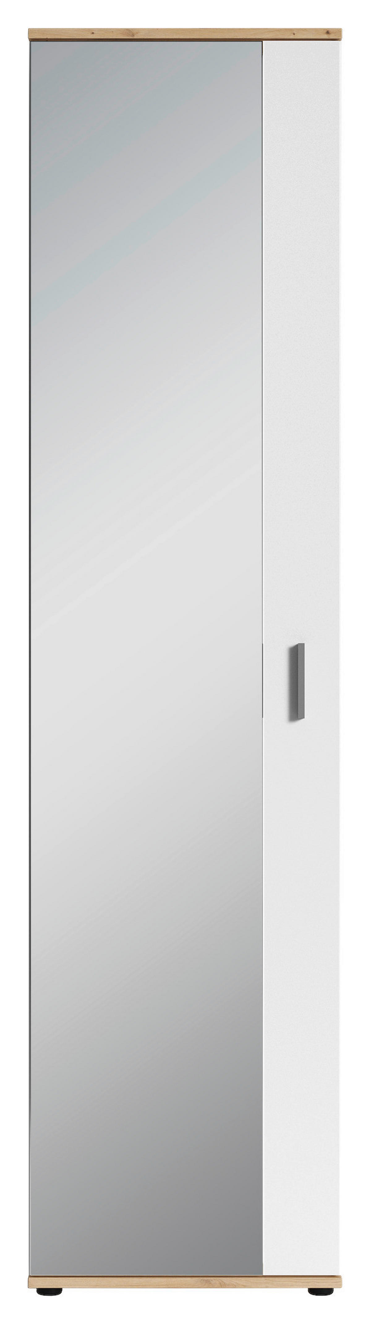 Hochschrank JAKOB weiß Eiche Nachbildung B/H/T: ca. 49x196x30 cm JAKOB - Eiche/weiß (49,00/196,00/30,00cm) - byLIVING