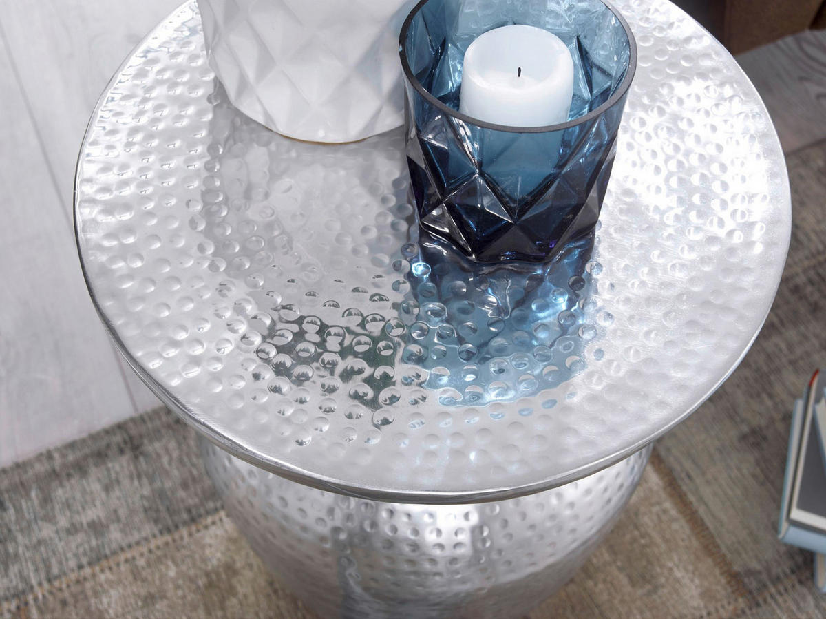 Beistelltisch silber lackiert Aluminium B/H/T/D: ca. 36,5x46x36,5x36,5 cm Beistelltisch - silber (36,50/46,00/36,50cm) - Wohnling
