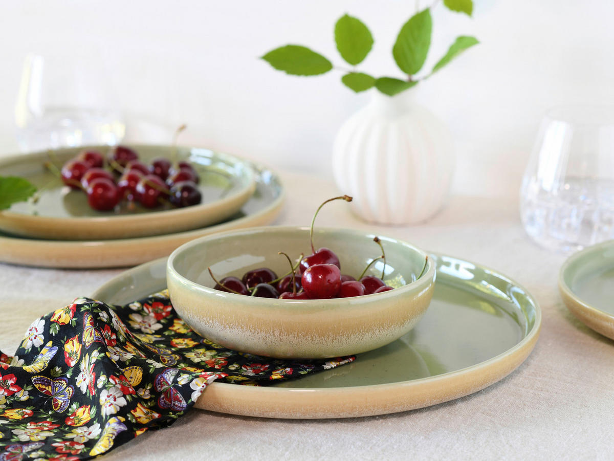 CreaTable Teller-Set Uno Romana grün Steinzeug Uno Romana - grün - CreaTable