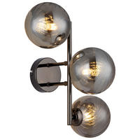GLOBO LED-Wandleuchte Chrom schwarz Rauch Glas Metall B/H/T: ca. 28x25x36 cm 3 Brennstellen CONOR - schwarz/Rauch (28,00/25,00/36,00cm) - GLOBO