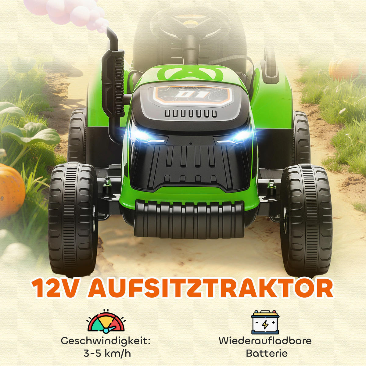 AIYAPLAY Elektrischer Traktor grün B/H/L: ca. 58x55x139 cm Elektrischer_Traktor - grün (139,00/58,00/55,00cm) - AIYAPLAY