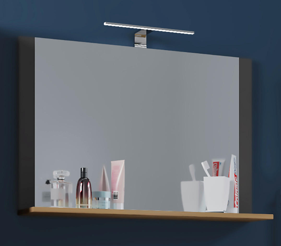 Wandspiegel Lendas anthrazit Eiche Honig Nachbildung Holzwerkstoff B/H/T: ca. 80x65x17 cm Lendas - Eiche/anthrazit (80,00/65,00/17,00cm) - VCM Möbel
