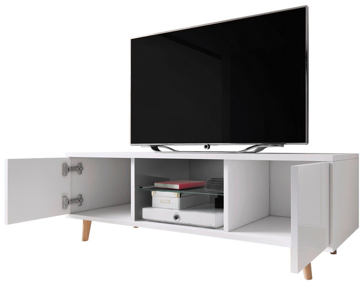 TV-Board Sweden weiß matt weiß Hochglanz B/H/T: ca. 140x45x42 cm Sweden - weiß (140,00/45,00/42,00cm) - WIPMEB