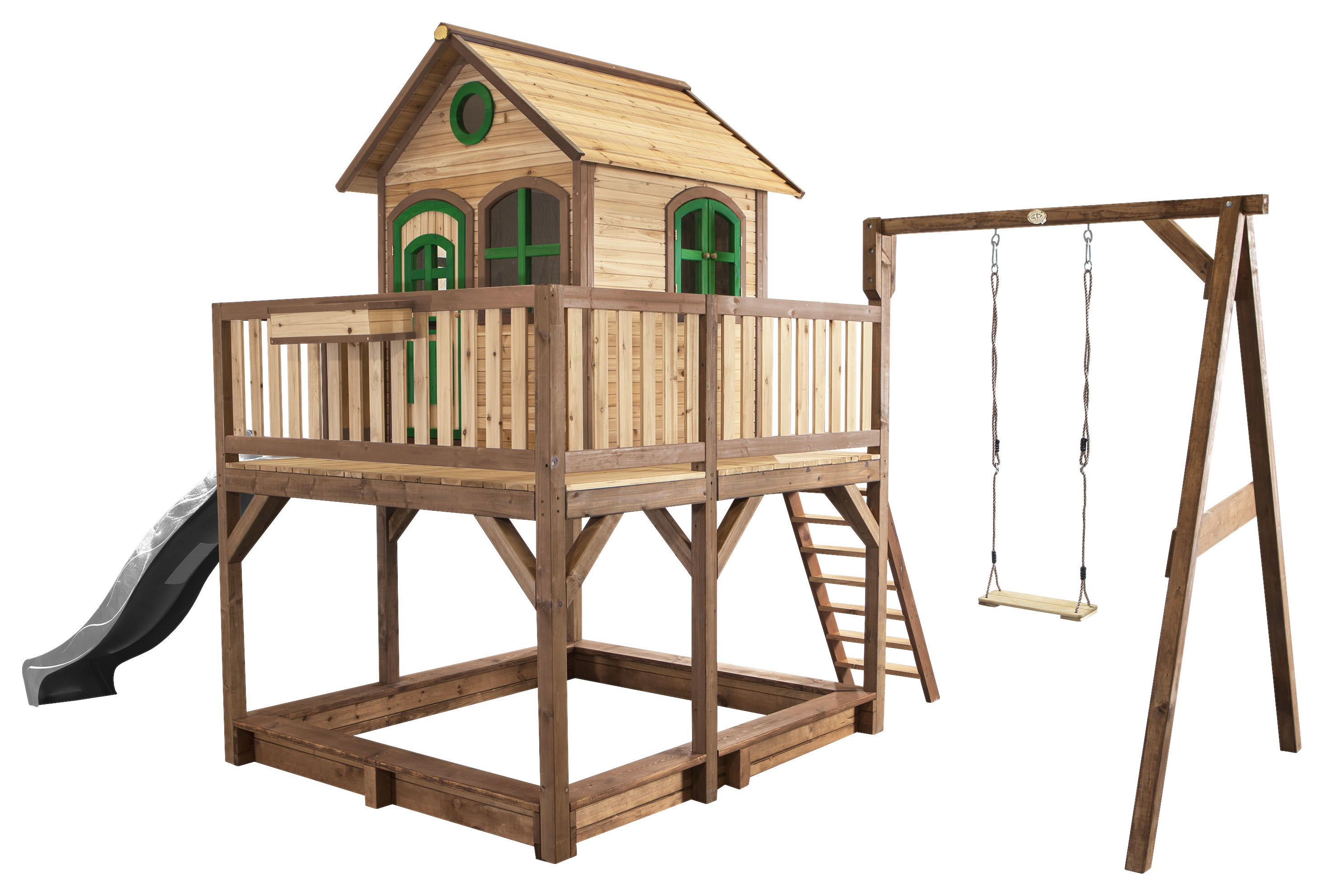 AXI Spielhaus Liam braun B/H/L: ca. 541x291x277 cm Liam - braun/grün (277,00/541,00/291,00cm) - AXI