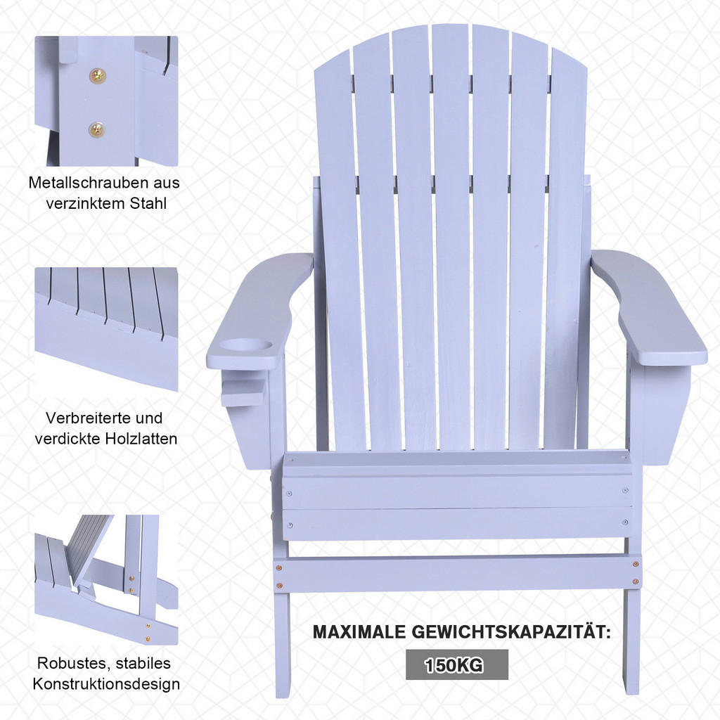 Outsunny Gartensessel grau Holz B/H/T: c... Outsunny Gartensessel grau Holz B/H/T: c...