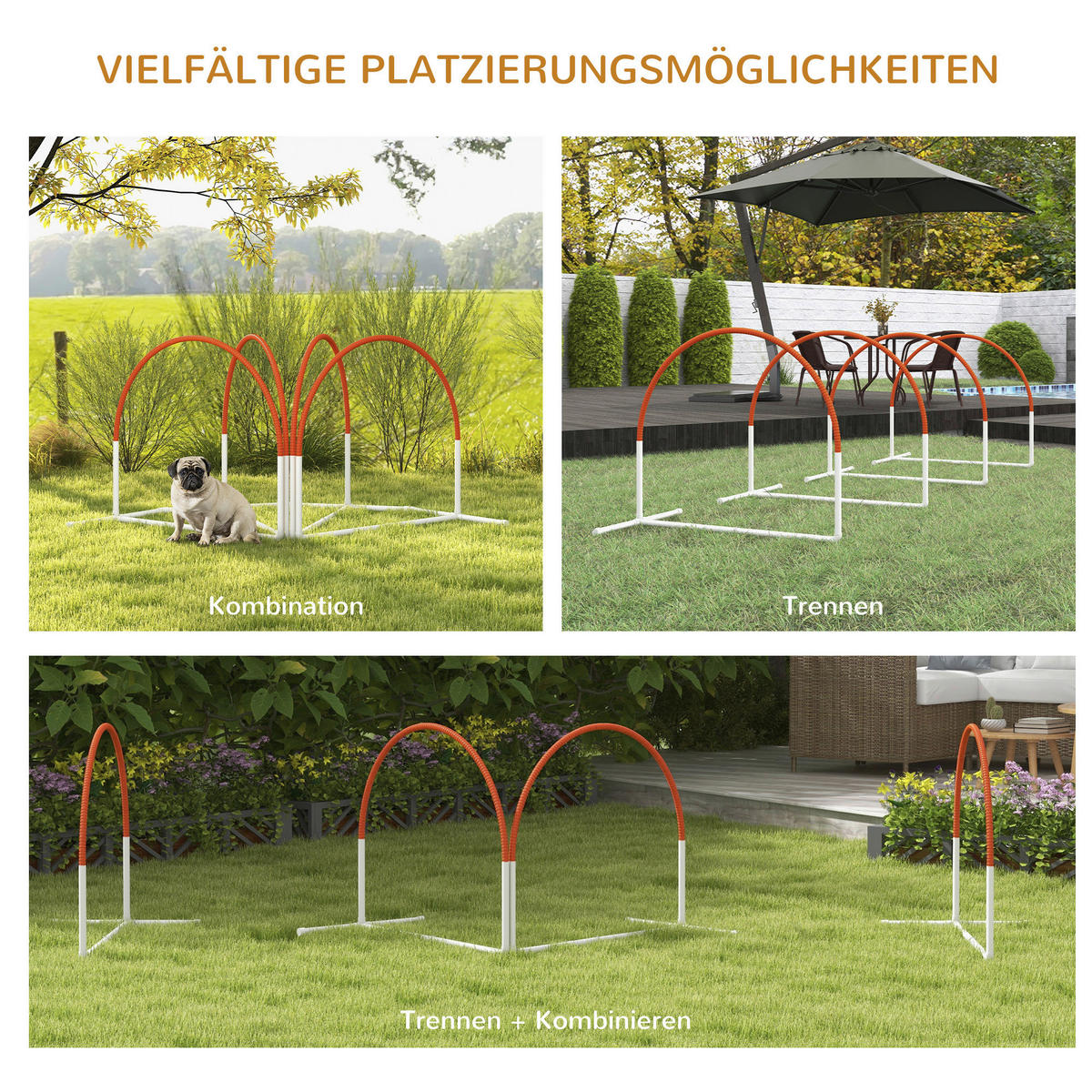 PawHut Hunde-Agility-Set weiß Kunststoff B/H/L: ca. 69x99x89 cm Hunde-Agility-Set - orange/weiß (89,00/69,00/99,00cm) - PawHut